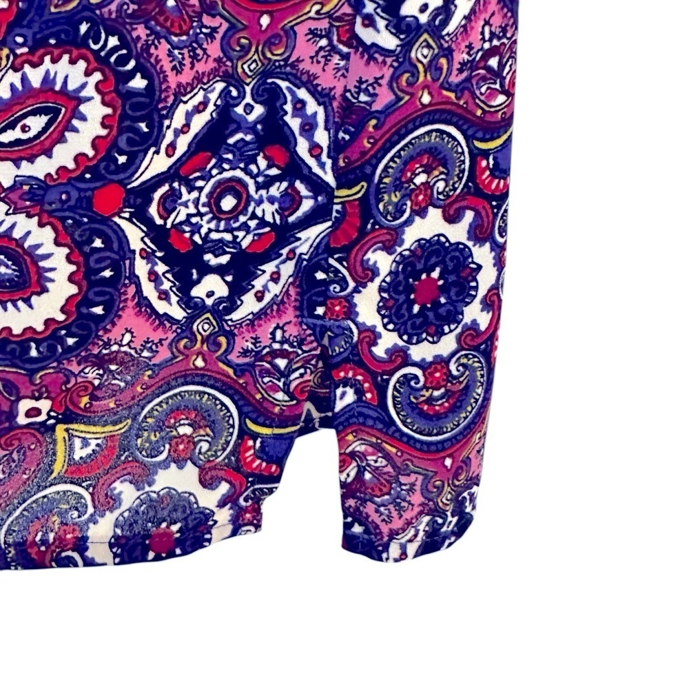Talbots boho paisley ruffle neck ruched sleeveless top Medium - Picture 7 of 13